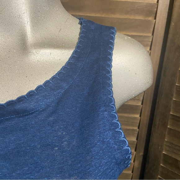 WRAP London Tank Top Cami 100% Linen Size 8 Medium Coastal Blue Elevated Basics - Picture 3 of 8